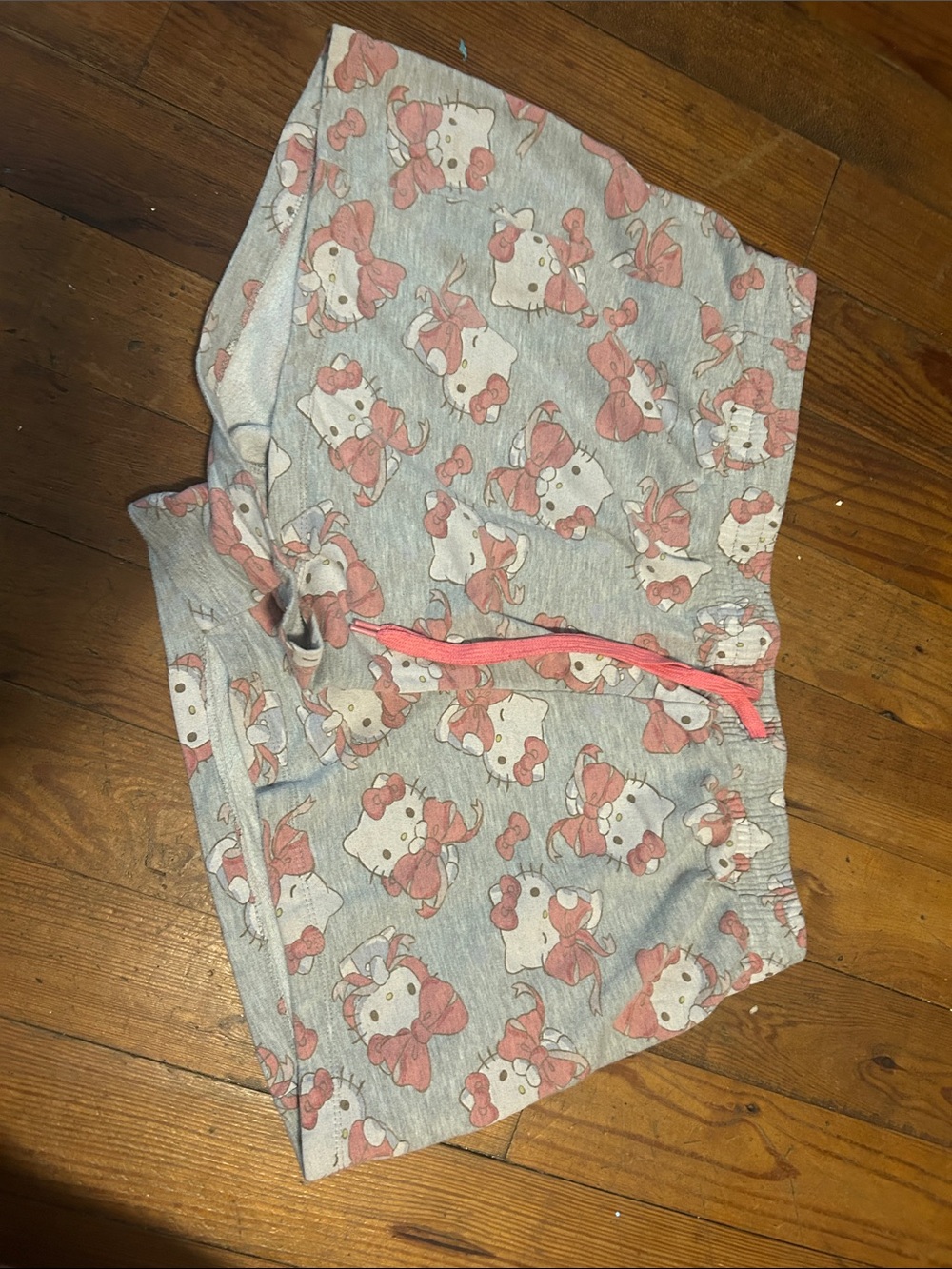 Hello Kitty Gray and Pink Pajama Shorts with Bow Print